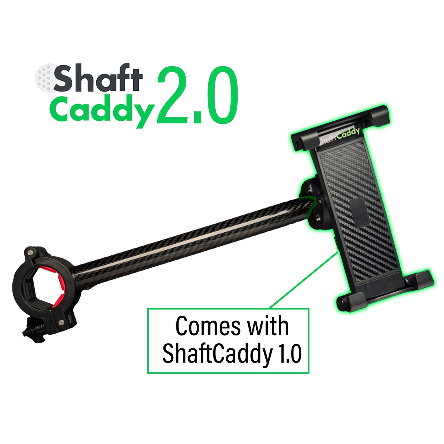 Shaft Caddy™ 2.0 | Golf Cart Phone & Tablet Holder with a Carbon Fiber Shaft